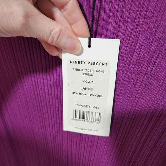 Ninety Percent NEW Violet Purple Sleeveless Ribbed Racer Front Dress - Large - Picture 4 of 10
